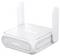 Ein weißer ASUS-Router mit zwei Antennen, der durch ein schlankes Design und einen sichtbaren LED-Indikator auf der Vorderseite besticht und sich hervorragend für die WLAN-Nutzung zu Hause eignet.