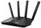 Ein schwarzer WLAN-Router mit vier Antennen, entwickelt für verbesserte Konnektivität und Reichweite in Heim- oder Büroumgebungen.