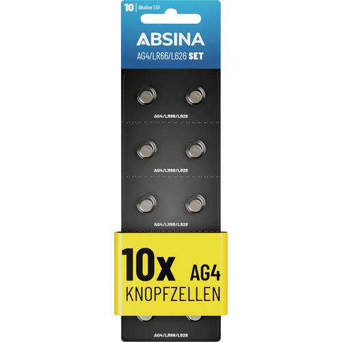 Absina Knopfzelle AG 4 1.5 V 10 St. Alkali-Mangan