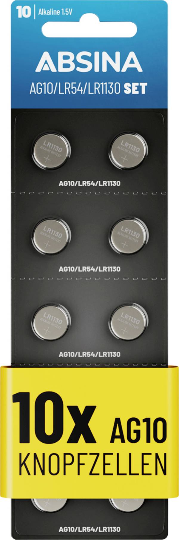 Absina Knopfzelle AG10 1.5 V 10 St. Alkali-Mangan