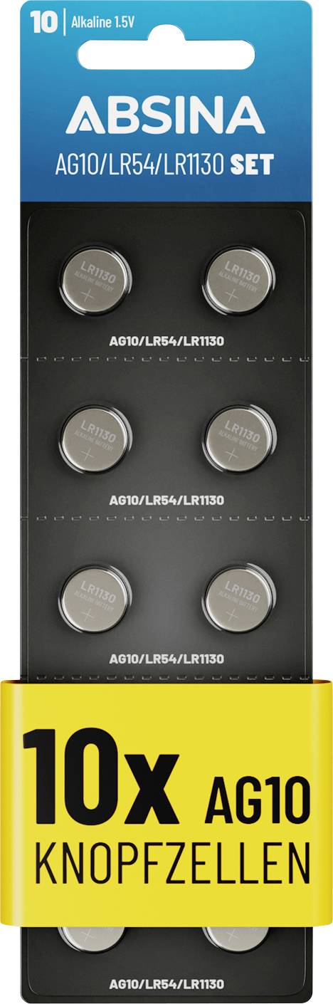 Absina Knopfzelle AG 10 1.5 V 10 St. Alkali-Mangan