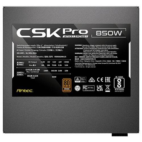 Antec CSK850 PRO Netzteil / Stromversorgung 850 W ATX 80PLUS® Bronze