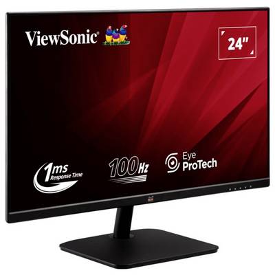 ViewSonic Computer-Monitor-Display mit einem 24-Zoll-Bildschirm, ausgestattet mit einer 1-ms-Reaktionszeit und einer 100-Hz-Bildwiederholrate, mit der Promotion von 'Eye ProTech'.