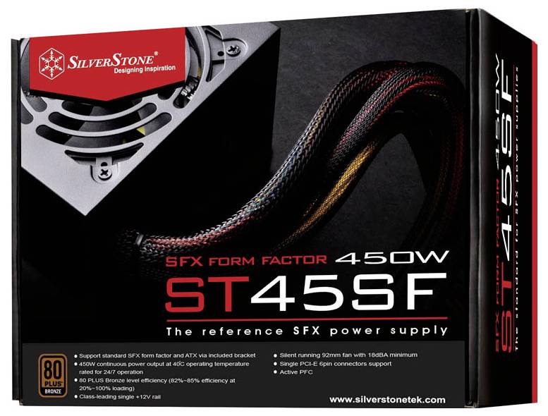ST45SF SFX Formfaktor 450W Netzteil mit 80 Plus Bronze Zertifizierung und 120mm Lüfter