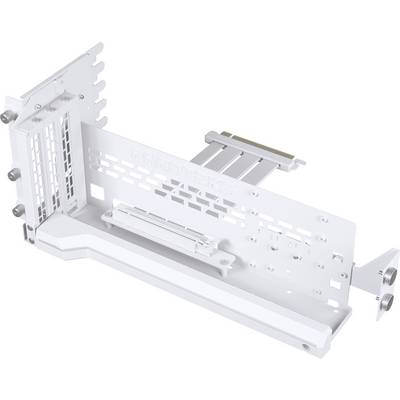 Ein weißer vertikaler GPU-Halterungshalter von Phanteks, der mehrere Schlitze und eine flache Basis aufweist und für die Anpassung von Computergehäusen entwickelt wurde.
