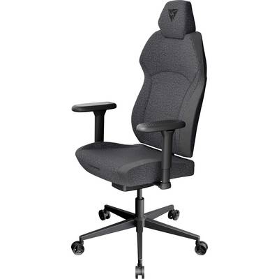 Verstellbarer ergonomischer Bürostuhl mit hoher Rückenlehne, Armlehnen und Laufrollen. Geeignet für Gaming oder Büronutzung.