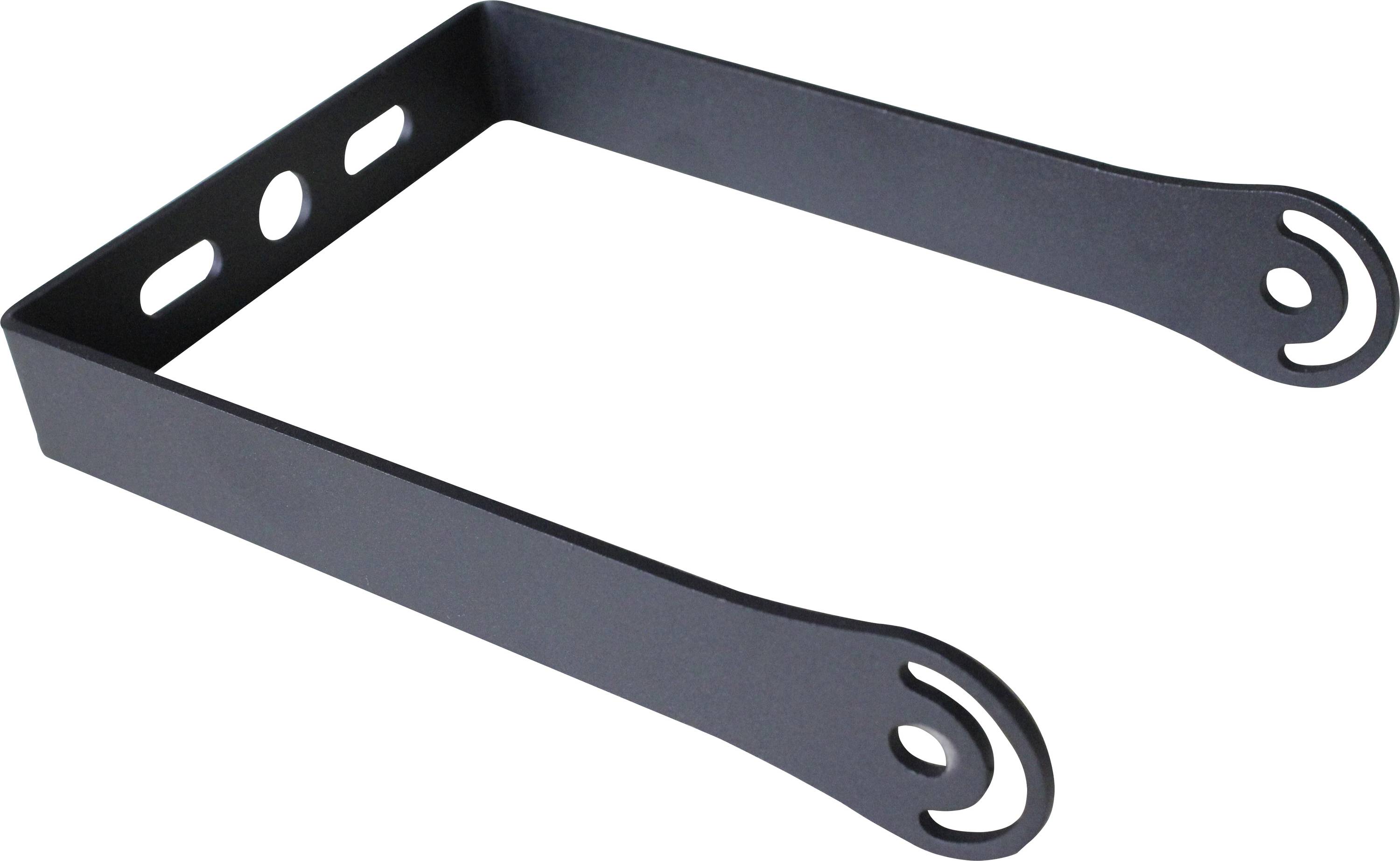Eine Metallhalterung mit zwei länglichen Armen und Befestigungslöchern, die zum Sichern oder Befestigen von Komponenten in mechanischen oder Baukonstruktionen verwendet wird.