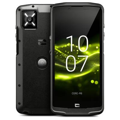 Ein robustes Smartphone mit einem robusten Gehäuse, von vorne und hinten gezeigt. Der Bildschirm zeigt '10:07'.