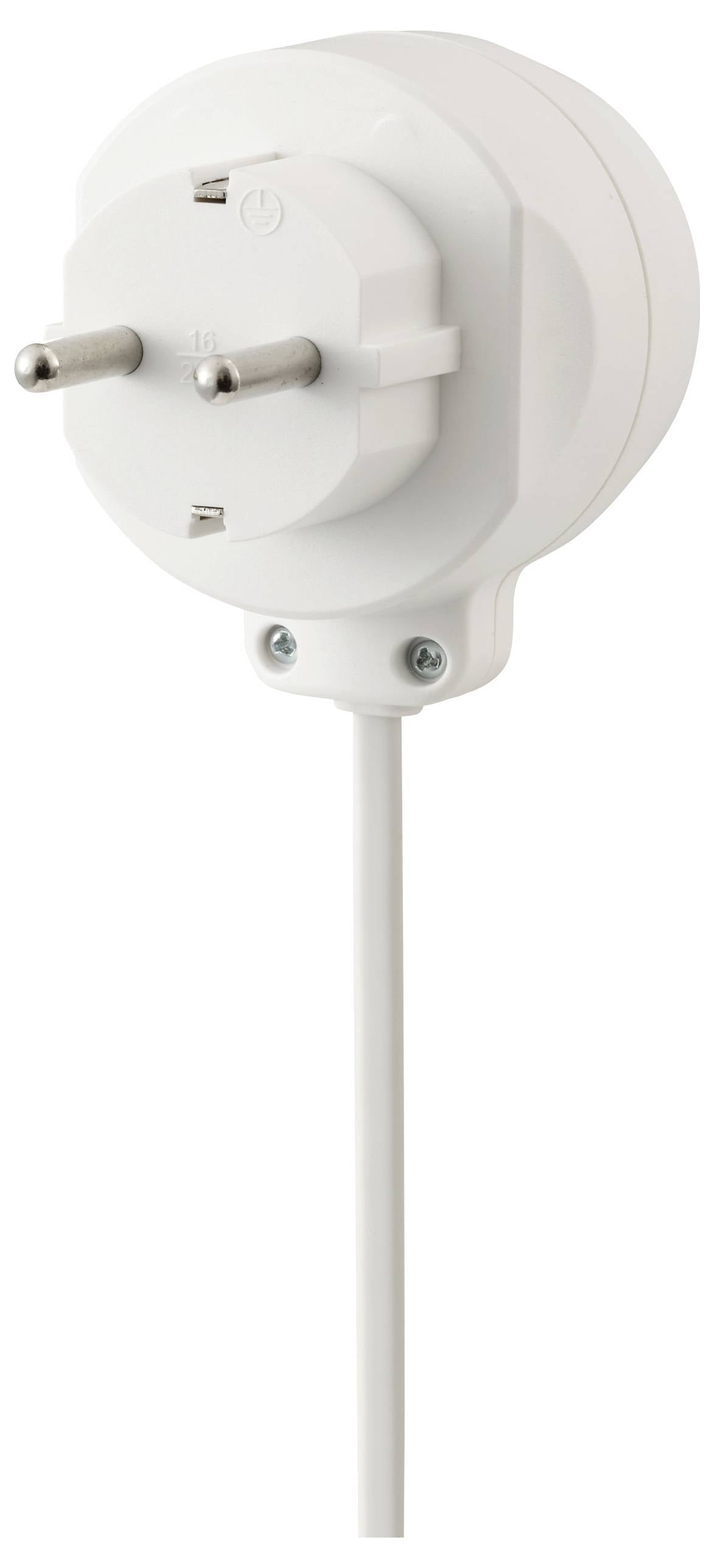 Ein europäischer Rundstecker mit einem Kabel, das unten angeschlossen ist.
