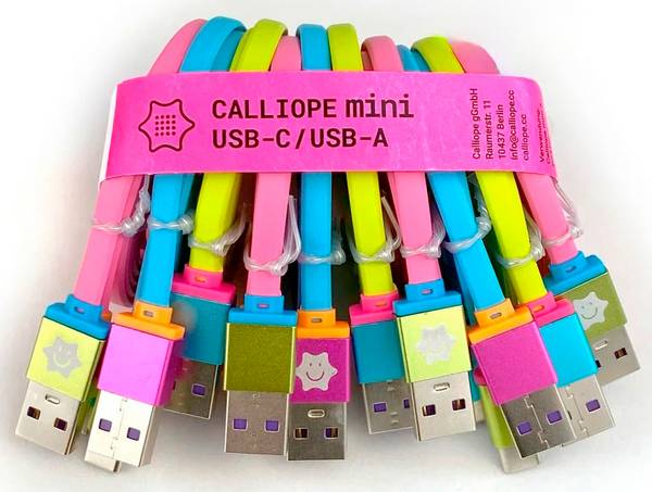 CALLIOPE USB Kabel A > C Daten-/Strom-Kabel Calliope [1x USB 2.0 Stecker A - 1x USB-C® Stecker] 1 m Verschiedenfarbig sortiert