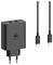 Ein schwarzes Motorola Dual-USB-C-Wandladegerät mit zwei USB-C-Kabeln, entwickelt für schnelles Laden kompatibler Geräte.
