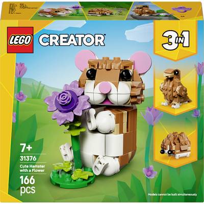 LEGO Creator Set 31376: Baue einen niedlichen Hamster mit einer Blume, einen Igel und einen Hund. Für Kinder ab 7 Jahren mit 166 Teilen. 3-in-1 Bauoptionen.