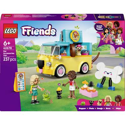 LEGO Friends Haustier-Zubehör-Van Set für Kinder ab 6 Jahren, enthält Transporter, Hund, Charaktere und Zubehör, 237 Teile. Mit Website-Werbeaktion.