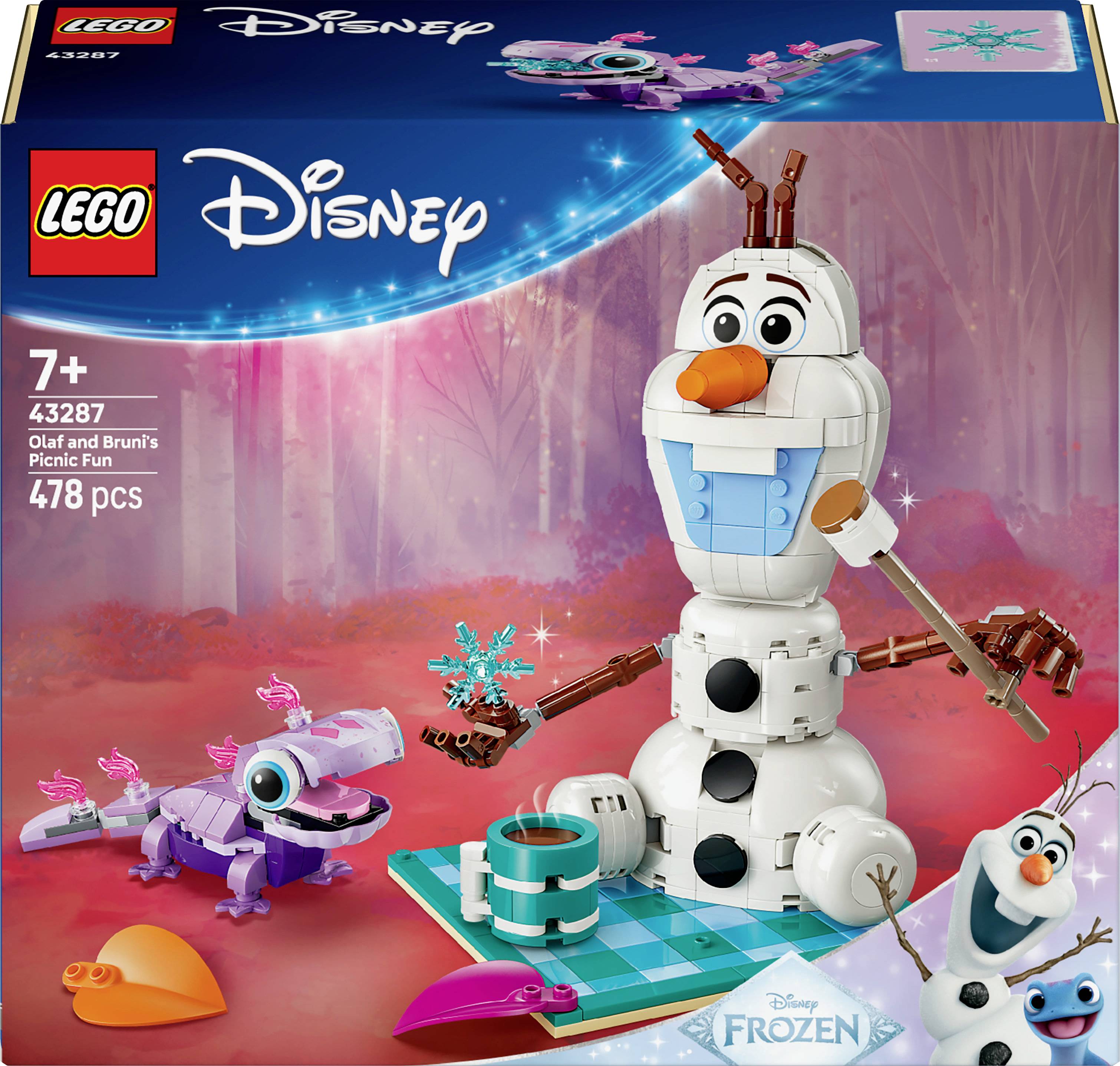 'Lego Disney Frozen Set 43287: Olafs und Brunis Picknick-Spaß. Enthält Olaf, Bruni, Picknick-Zubehör. Für Kinder ab 7 Jahren, 478 Teile.'