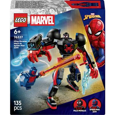 Lego Marvel Set für Alter 6+, mit Miles Morales und Spider-Man 2099 Mechs inklusive Zubehör, 135 Teile.