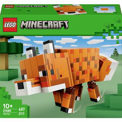 LEGO Minecraft: Der Fuchs' Set-Schachtel mit einem baubaren Fuchs. Enthält 497 Teile. Geeignet für Kinder ab 10 Jahren.
