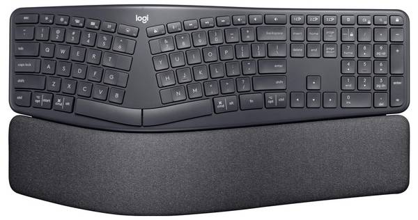 Logitech Tastatur K860 for Business, Schweiz Bluetooth®, USB, Kabellos Tastatur Schweiz, QWERTZ Schwarz, Graphit Ergonomisch, Handballenauflage, mit numerischer Tastatur, Multimediatasten, Easy Switch 3 Geräte