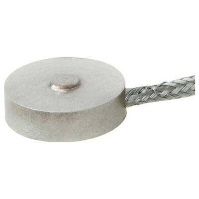 Ein rundes, flaches Metallobjekt mit einer aufgewickelten Drahtleitung, das einem industriellen Sensor oder einer Komponente ähnelt.
