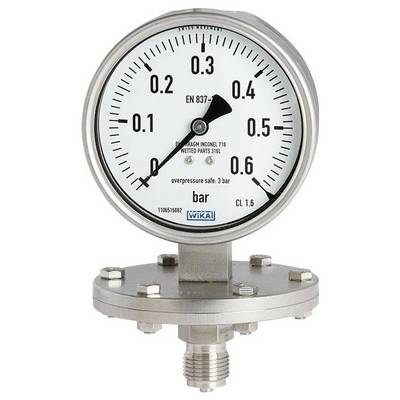 Manometer mit Anzeige von 0 bis 0,6 bar, aktuell bei 0,3 bar; mit Aufschriften 'EN 837', 'Überlastschutz: 3 bar'.