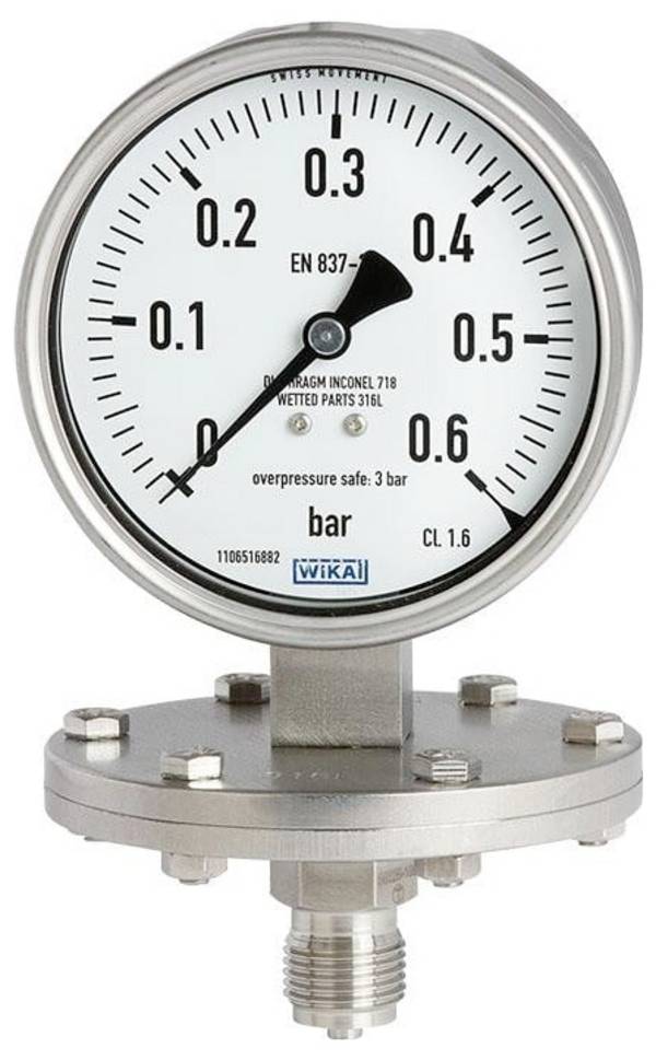 WIKA Plattenfedermanometer 9060170 432.50 Anschluss (Manometer): Unterseite 0 bis 40 bar  1 St.