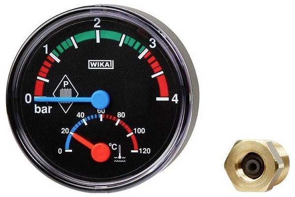 WIKA Bimetall-Thermomanometer 14112459 THM10 Anschluss (Manometer): Rückseite 1 St.