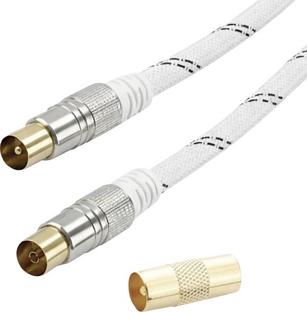 Vivanco Antennen, SAT Anschlusskabel 3 m 120 dB vergoldete Steckkontakte Weiß