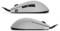 Zwei Seitenansichten einer Computermaus, die Tasten und ergonomische Form zeigen. Das obere Bild hebt die Tastaturdetails hervor, das untere betont das elegante Design.