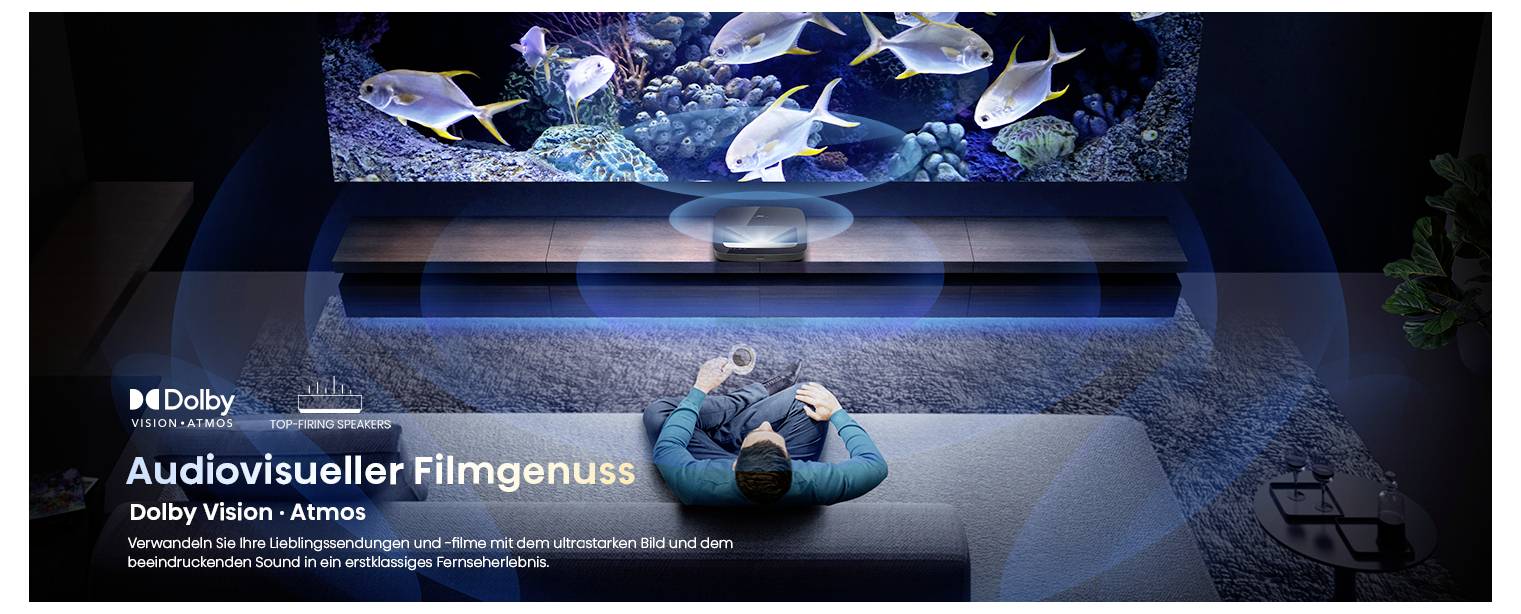 Audiovisuelles Vergnügen mit Dolby Vision und Atmos; Filme mit immersiven Bildern und Ton genießen