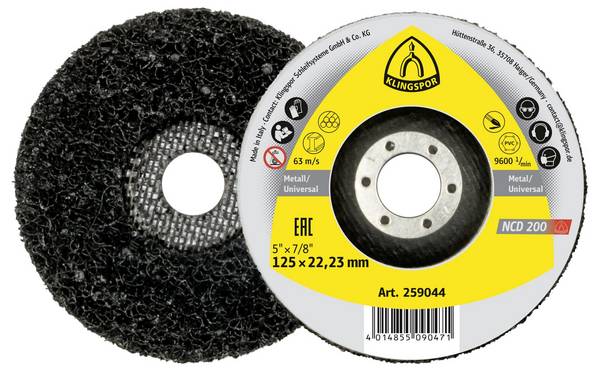 Klingspor 259044 NCD 200 Reinigungsscheibe, 125 x 22,23 mm Siliziumkarbid gerade 125 mm 125 x 22.23 mm 5 St.
