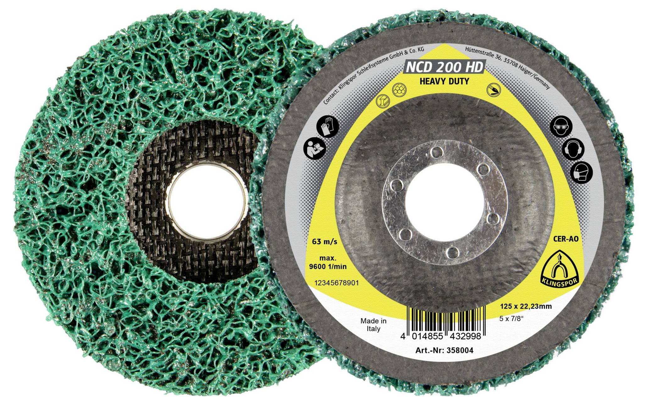 Klingspor 358004 NCD 200HD Reinigungsscheibe, 125 x 22,23 mm extra grob Korund gerade 125 mm 5 St.