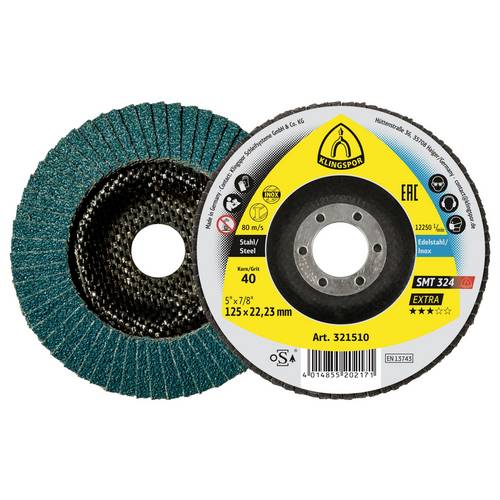 Klingspor 321649 SMT 324 Schleifmopteller, 115 x 22,23 mm Korn 80 gerade Durchmesser 115 mm 10 St.