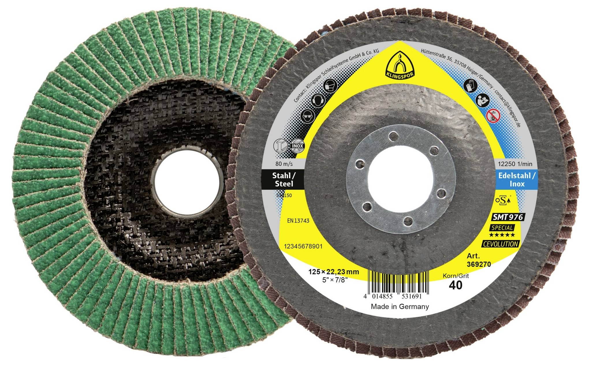 Thumbnail - Klingspor 369270 SMT 976 Schleifmopteller Multibindung Keramik, 125 x 22,23 mm Korn 40 gewölbt Durchmesser 125 mm 10 St.