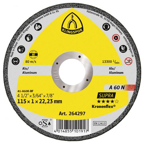 Klingspor A 60 N Supra 264298 Trennscheibe gerade 125 mm 25 St. Aluminium