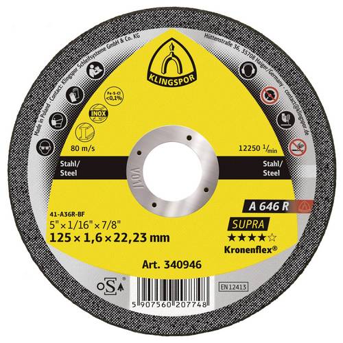 Klingspor A 646 R Supra 340942 Trennscheibe gekröpft 230 mm 25 St. Stahl