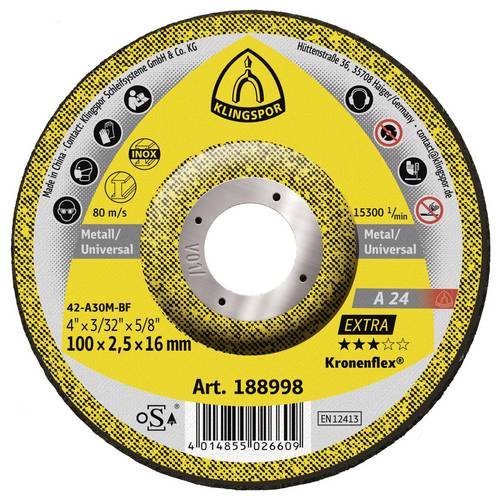 Klingspor A 24 Extra 188998 Trennscheibe gekröpft 100 mm 25 St. Metall