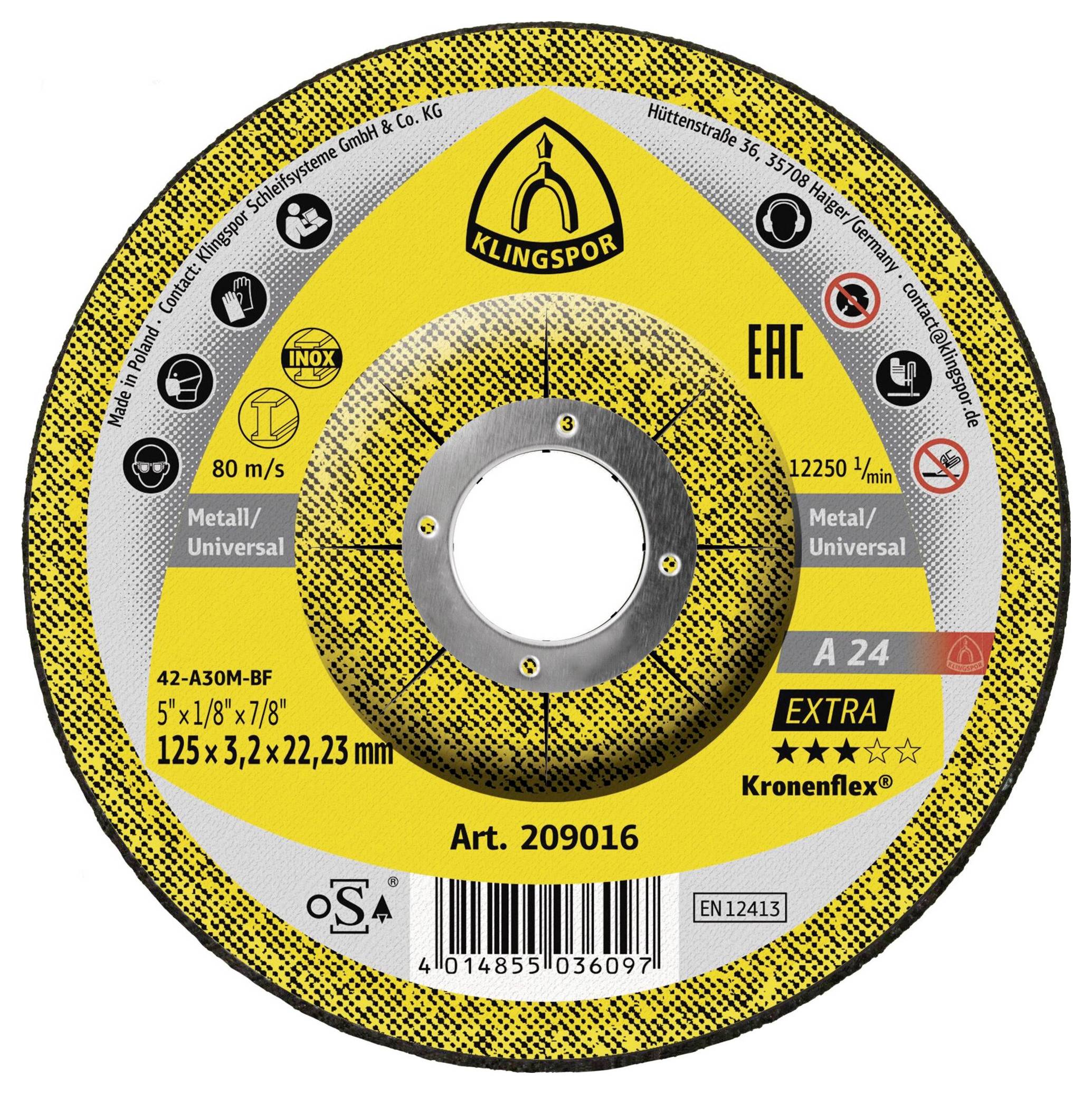 Klingspor A 24 Extra 209016 Trennscheibe gekröpft 125 mm 25 St. Metall