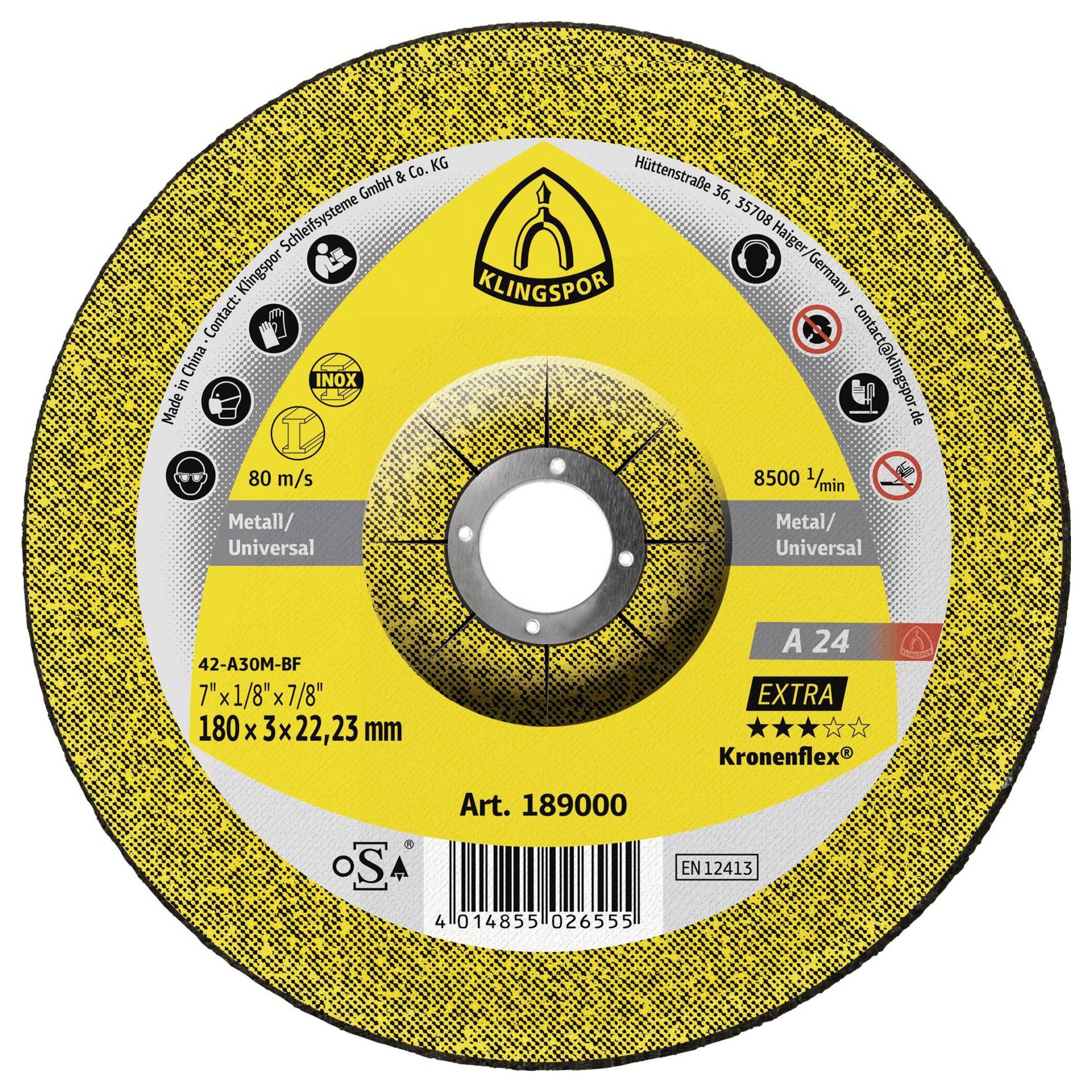 Klingspor A 24 Extra 189000 Trennscheibe gekröpft 180 mm 25 St. Metall