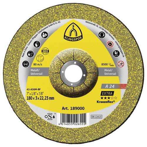 Klingspor A 24 Extra 189000 Trennscheibe gekröpft 180 mm 25 St. Metall