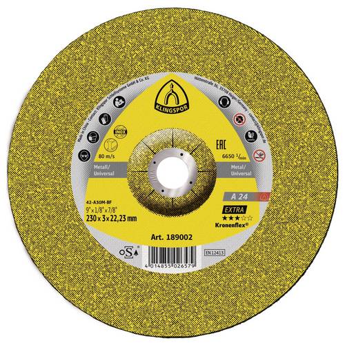 Klingspor A 24 Extra 189002 Trennscheibe gekröpft 230 mm 25 St. Metall