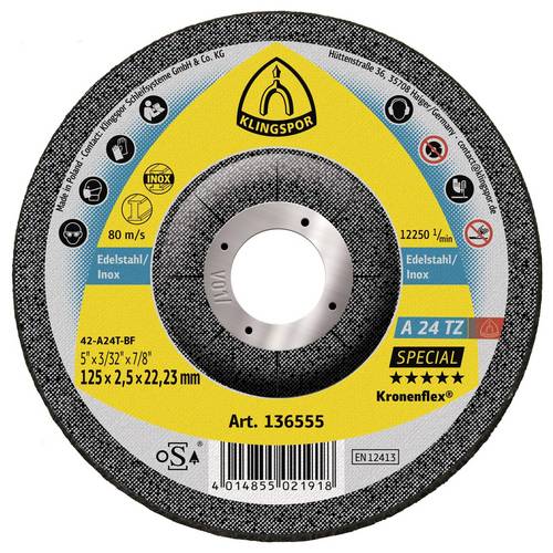 Klingspor A 24 TZ Special 136555 Trennscheibe gekröpft 125 mm 25 St. Edelstahl