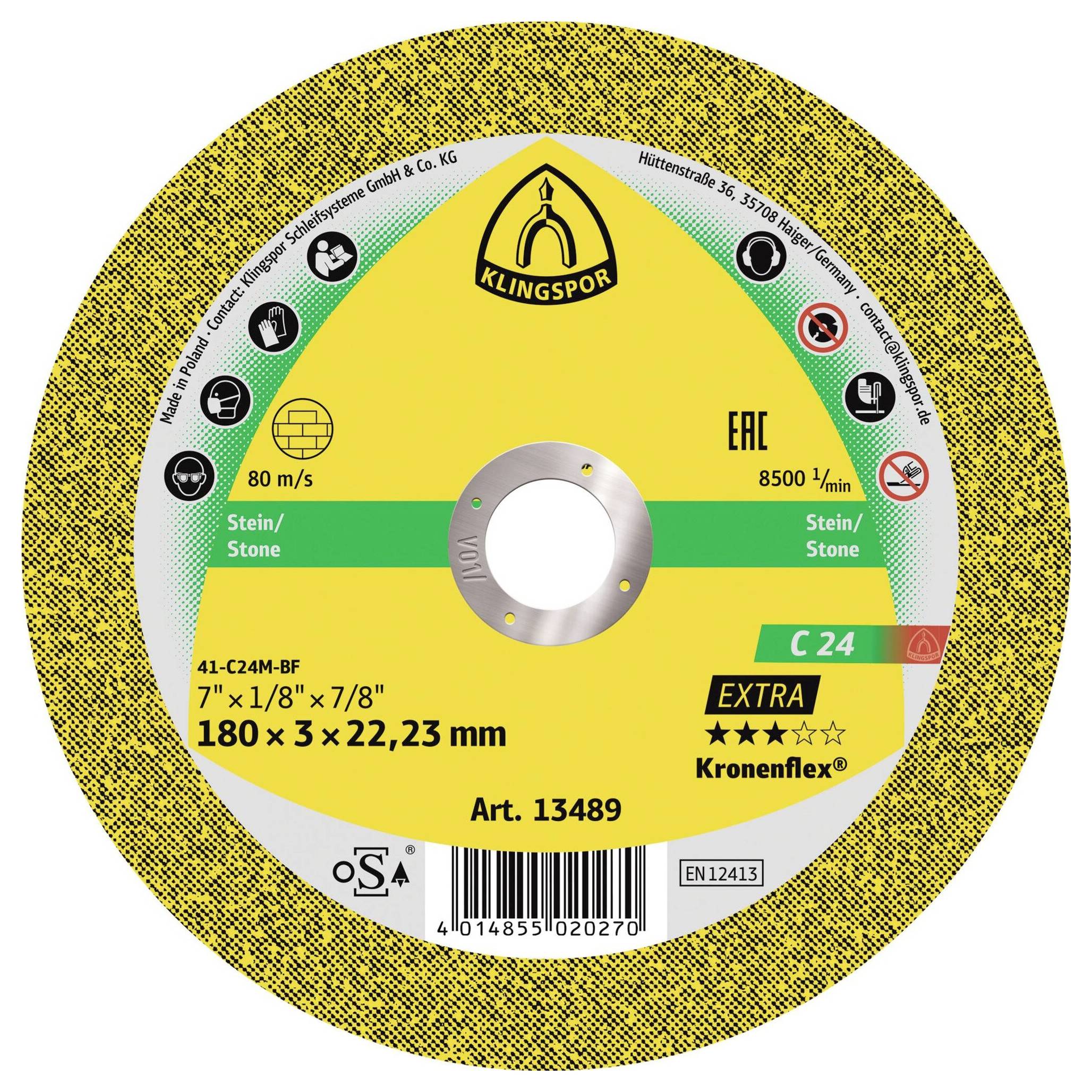 Klingspor C 24 Extra 189003 Trennscheibe gekröpft 230 mm 25 St. Stein, Beton