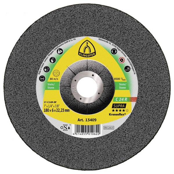 Klingspor 13409 C 24 R Supra Schruppscheibe Durchmesser 180 mm Bohrungs-Ø 22.23 mm Stein, Beton 10 St.