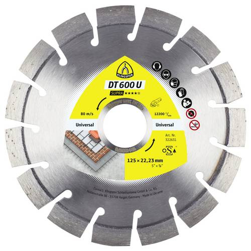 Thumbnail - Klingspor 325025 DT 600 U Supra Diamanttrennscheibe Durchmesser 100 mm Bohrungs-Ø 16 mm Baustellenmaterialien, Beton, un...
