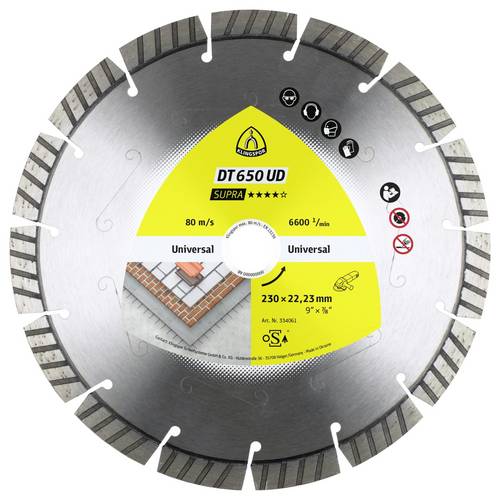Klingspor 334061 DT 650 UD Supra Diamanttrennscheibe Durchmesser 230 mm Bohrungs-Ø 22.23 mm Baustellenmaterialien, Altbe...