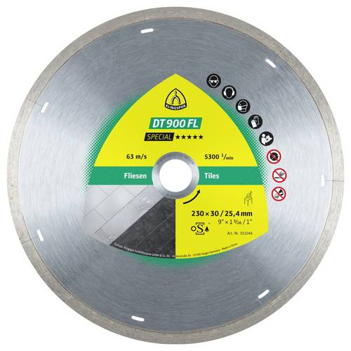 Klingspor 331048 DT 900 FL Special Diamanttrennscheibe Durchmesser 230 mm Bohrungs-Ø 30 mm Wandfliesen, Bodenfliesen, Po...