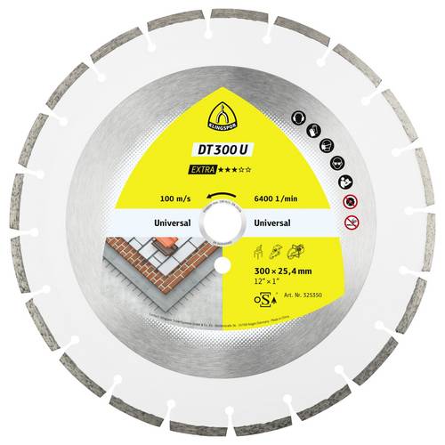 Klingspor 325352 DT 300 U Extra Diamanttrennscheibe Durchmesser 350 mm Bohrungs-Ø 30 mm Baustellenmaterialien 1 St.