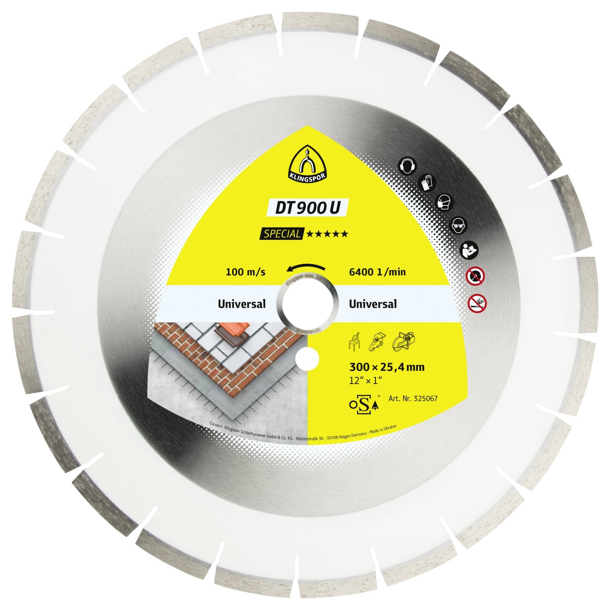 Klingspor 325084 DT 900 U Special Diamanttrennscheibe Durchmesser 350 mm Bohrungs-Ø 30 mm Baustellenmaterialien, Beton, -0