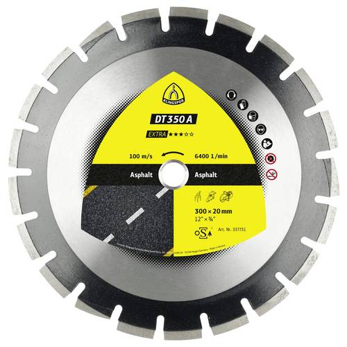 Klingspor 337730 DT 350 A Extra Diamanttrennscheibe Durchmesser 350 mm Bohrungs-Ø 25.4 mm Asphalt, Sandstein 1 St.
