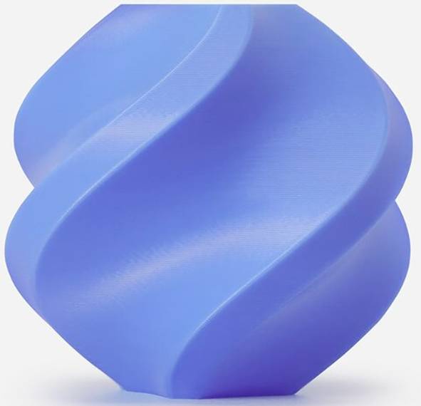 Ein blauer kugelförmiger Gegenstand mit einer wirbelnden, spiralförmigen Struktur, die einem verdrehten Design ähnelt und einen dynamischen visuellen Effekt erzeugt.