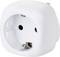 Ein weißer elektrischer Adapterstecker mit zwei runden Steckdosen, geeignet für europäische Steckdosen, entwickelt für einfache Geräteverbindung.